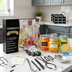 11 Pcs Canning Supplies Starter Kit for Beginners - Dark Black Canning Tool Set with Canning Rack, Jar Lifter, Funnel, Tongs & Complete Accessories, Easter Gifts, Mother's Day Gifts
