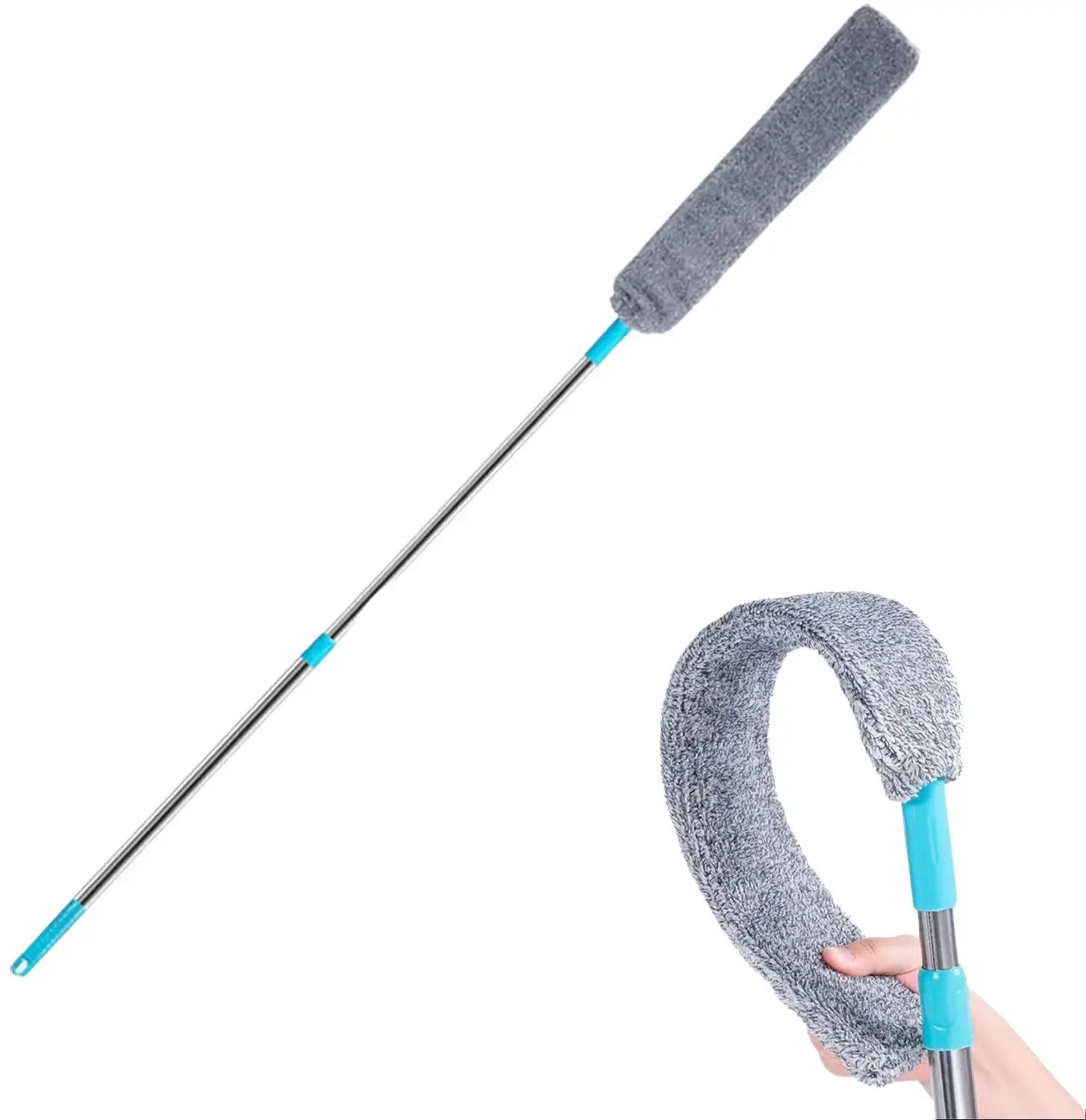 Multifunctional Handheld Type Duster Set - Plastic Body Cobweb Brush with Handle, Washable Cloth, Efficiently Removes Dust and Cobwebs for Home Furniture, Ceiling Fans (for Homeowners)