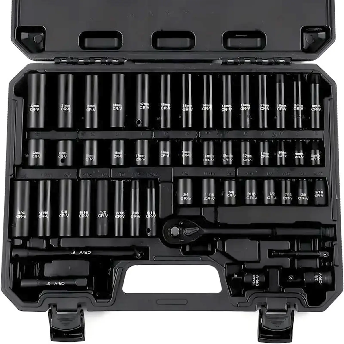 50-Piece 3/8"-Drive 6-Point CR-V Steel Impact Sockets Set - Socket Wrenches, Ratchet Wrench, Work Tools with Extension Bar, Adapter, Universal Joint Adapter with Storage Case Mechanic Tools for Automotive Use,Dealsforyouday