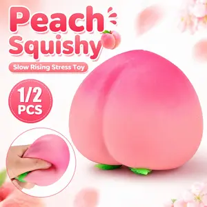 Peach Squishy Stress Relief Toy, Slow Rising Squeezable Peach Fidget Toy for Adults, Soft Fruit Squishy Toy for Relaxation & Decompression 1/2PCS