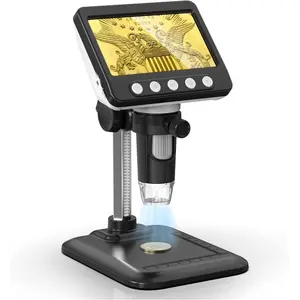 4.3" LCD USB Digital Microscope 1000X Coin Magnifier with 8 Adjustable LED Lights, 1080P PC View Compatible with Windows and MacBook for Adults Kids