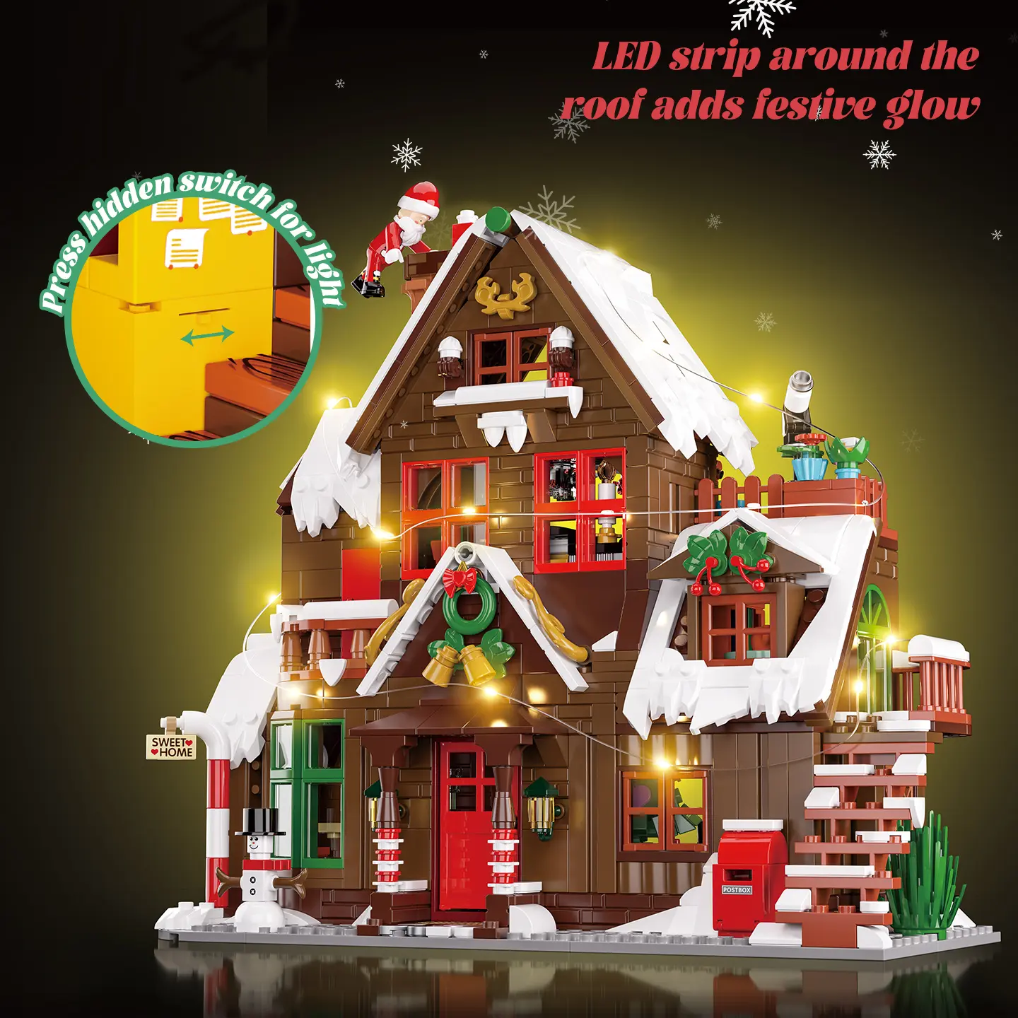 Christmas Building Block Set, Creative Building Block, Joyful Christmas Wooden House Snow Village Construction, Includes Treehouse, Santa Claus, Tree Model Toys