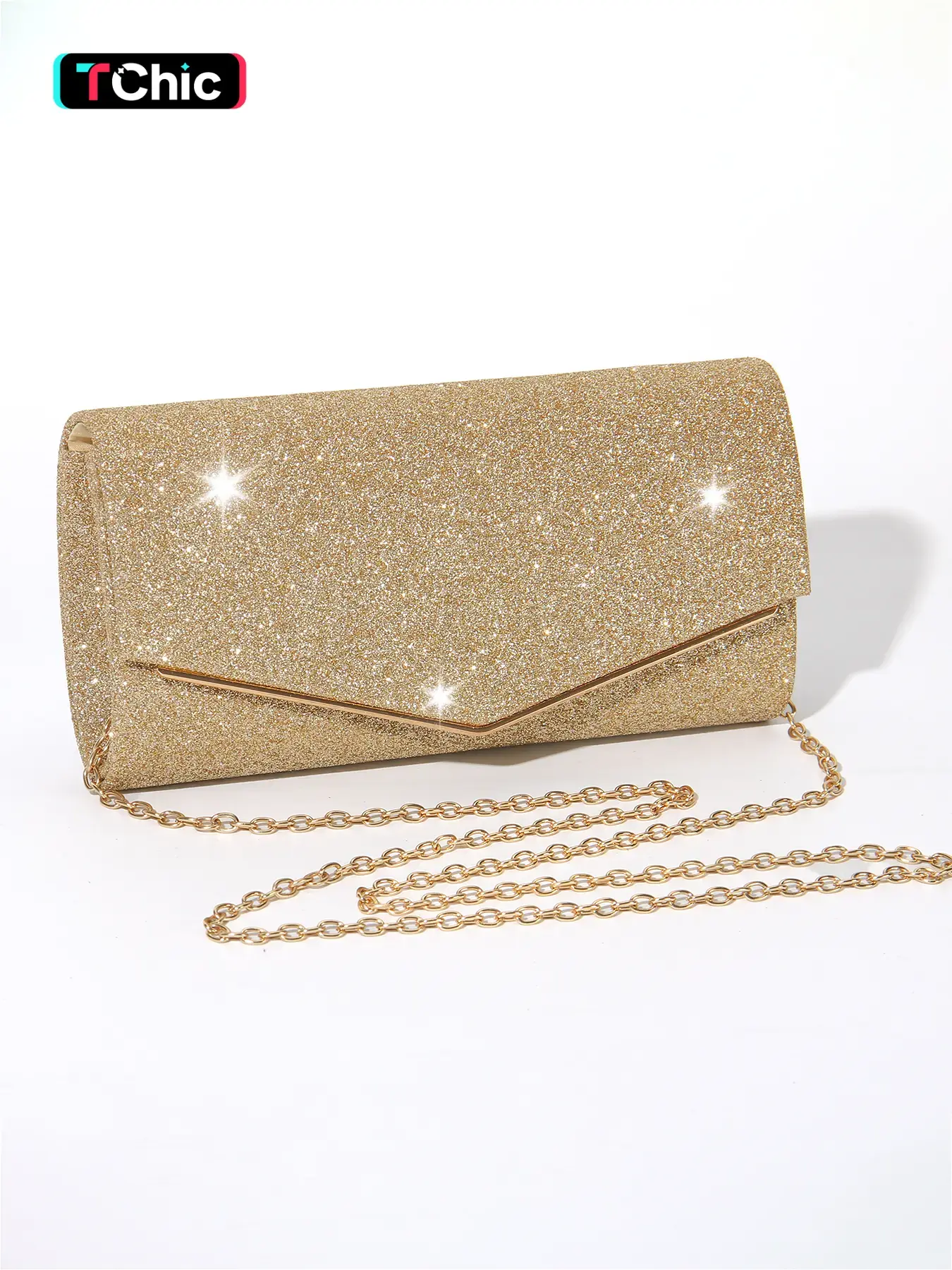 Women's Elegant Glitter Evening Bag, Exquisite Trendy Glittery Clutch Bag, Fashionable Shoulder Chain Crossbody Bag with Removable Chain Shoulder Strap for Wedding Party Banquet, Elegant Stylish Purse, Fashion Purses