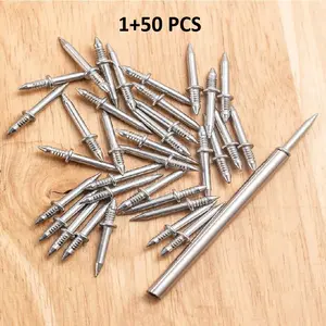 1 Sleeve+50 Double Headed Skirting Nails Wooden Step Thread Seamless Nail Wooden Skirting Line Decoration Installation Skirting Board Sound-absorbing Board Stair Door Floor Furniture Invisible Double Headed Nail