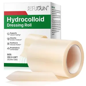 Sefudun Hydrocolloid Dressing Roll 5cmx1.5m, High Elasticity Soft Breathable Comfort, Wound Care, Good Absorbency, Premium Skin Care Self Adhesive Bandage, Healthcare