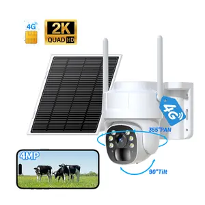 4G LTE Cellular Solar Security Cameras Outdoor No WiFi Required, Wireless Solar Powered Camera Built-in eSIM, Night Vision, PTZ Live View, Motion Detection, 2-Way Audio, for Farm, Ranch, Yard, RV & Remote Areas
