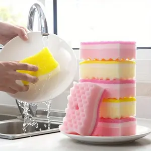 4pcs S Type Wave Sponge Scouring Pad Kitchen Absorbent Cleaning Sponge Color Dish Towels Cleaning Block Wipes Dish Sponges Sponges Scrubbers