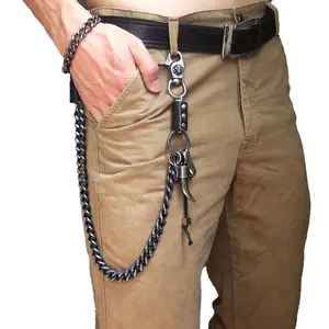 Punk biker skull wallet chain — heavy waist chain suitable for belt loops; can also be used as a long wallet or key chain and for purses (A)