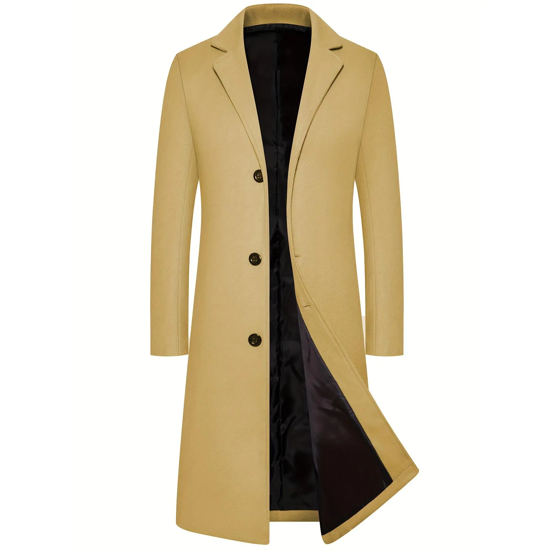 Men'S Stylish Red Peacoat - Casual Long-Coat with Stand Collar, Buttons, and Slight Stretch Fabric for Fall/Winter, Winter Outerwear | Stylish Winter Coat | Stand Collar Coat