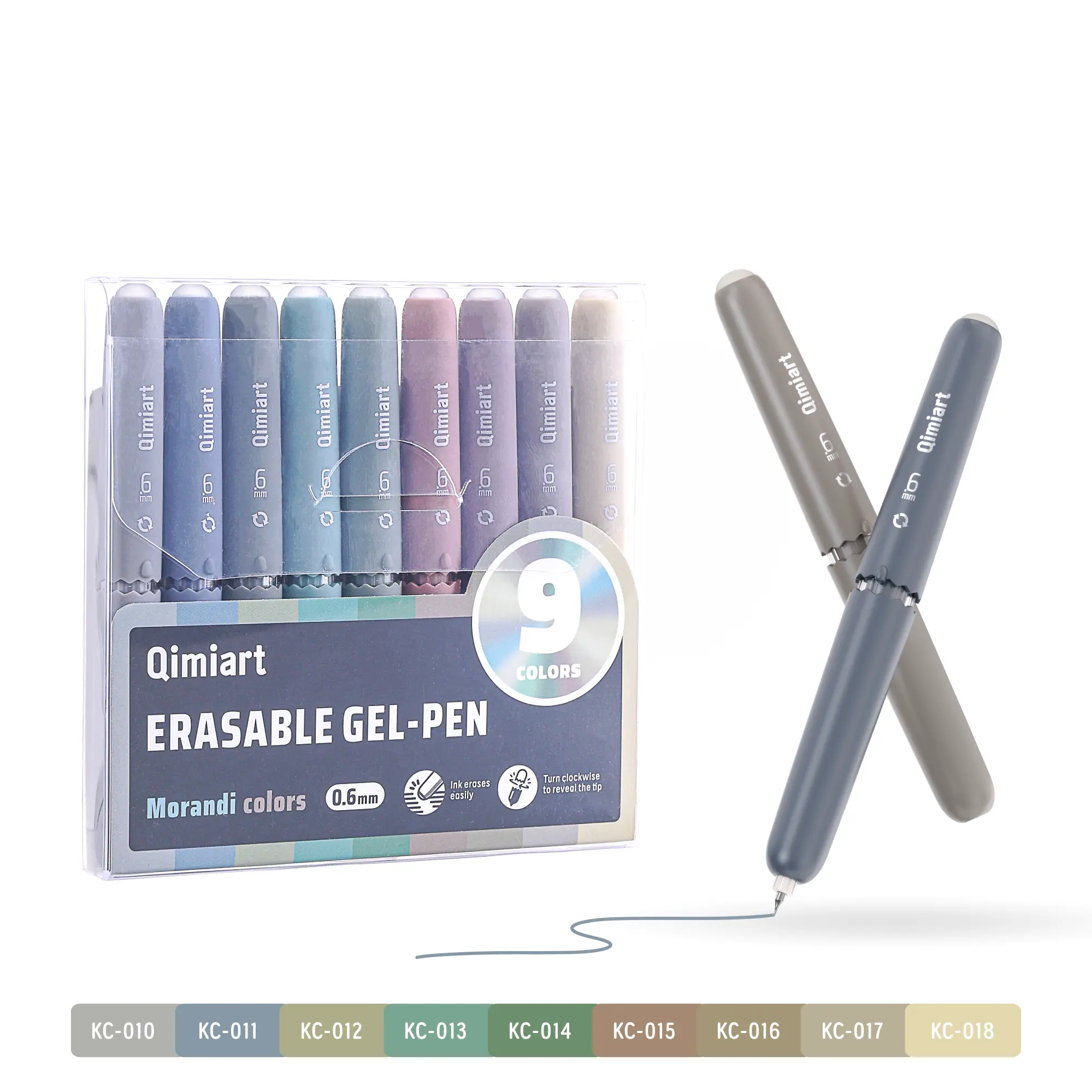 Languo KC260 Erasable Gel Pens Set - 9 Colors, 0.6 mm Fine Tip, Compact & Safe, Easy-Erasing, Clean No Bleed, Quick Dry Stationery Supplies for Note Taking & Drawing