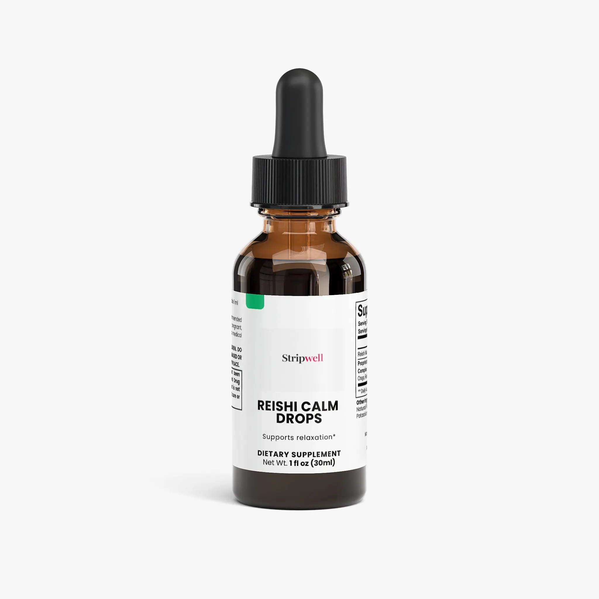 StripsWell Reishi Calm Drops, Adaptogenic Liquid Mushroom Blend for Stress Relief & Immune System Support, Daily Healthcare, Edible, At Home, Dietary, Supplement, Portable, Maintains Balance, Sweetened, Functional Fungi, Bottle, High-Stress Lifestyles, St