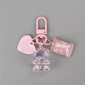 1 piece colorful heart pendant, adorable bear hug bag accessory, phone chain, CCD pendant, Sparkly bag charm, Stylish Playful Charm, Purse Accessories