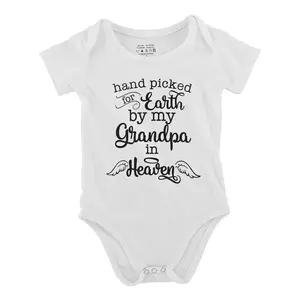 Hand Picked For Earth By My Grandpa In Heaven Baby Short Sleeve Onesies Cotton Bodysuits Romper for Infant & Newborn Boys Girls Soft Casual Outfit with Snap Closures for Easy Diaper Change  (0-24 Months)