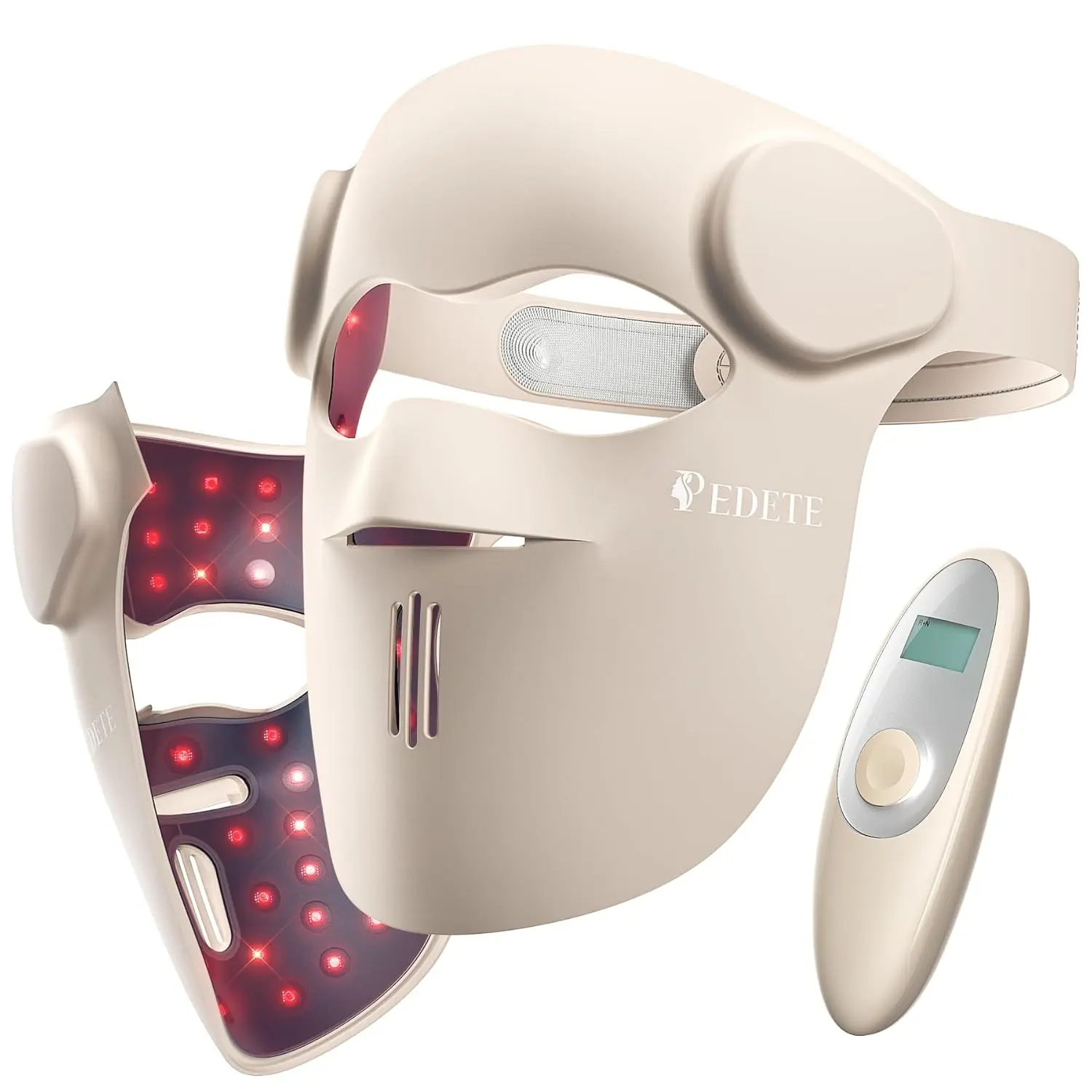 PEDETE 3D Red Light Therapy Mask, 9 Light Therapy Modes, Wireless LED Facial Light Therapy Mask, 850nm Infrared & Red Light Therapy, 2500mAh Rechargeable Battery, 3D Facial Fit Design, At-Home LED Light Therapy Skincare, Facial Tool, Gift for Girls