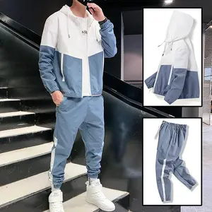 Men’s Hooded Tracksuit 2PCS Jogger Set Casual Running Sportswear Suit