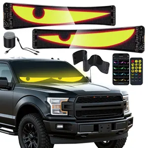 Devil Eyes Car LED Lights - 19.4''x4.3'' Stick-On Tape Flexible Leds, Car Accessories, Animated Glow, Perfect Sync, Programmable Designs, App/Remote Control, for Sedans/SUVs, 2-Pack Custom Dynamic Sign,summervibes