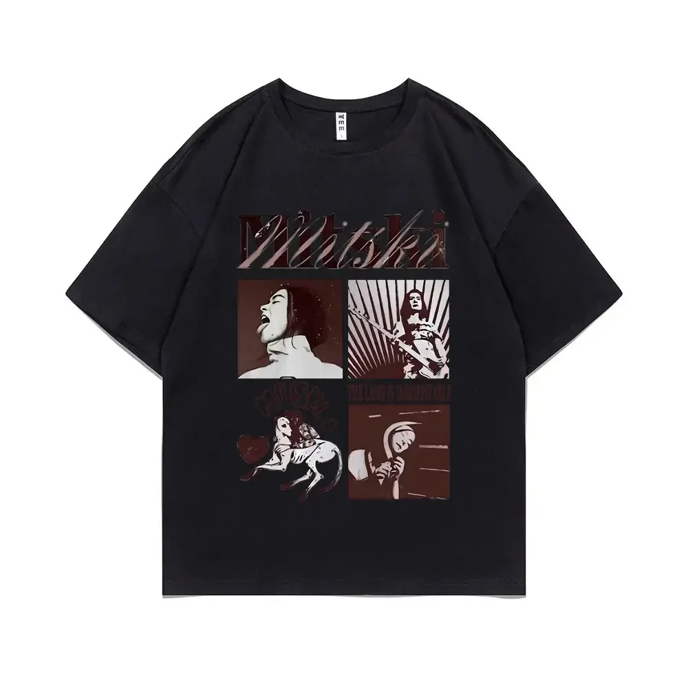 Men's Mitski Graphic Print Short-Sleeve Cotton Knit T-Shirt - Breathable, Comfortable All-Seasons Casual Menswear Top, Machine Washable, Inspired by The Last Words of A Shooting Star