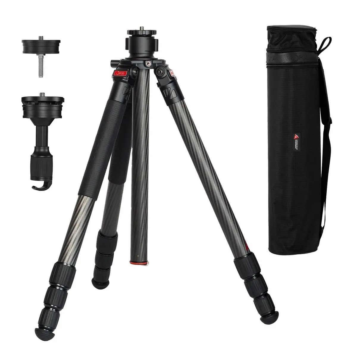 3Pod Everest T5 4-Section Carbon Fiber Tripod for Camera, Compact Travel Tripod w/Flexible Adjustment 6' 6" Max. & 4.9" Min. Height, Reversible Center Column for Low Angle Photography Camera Tripod