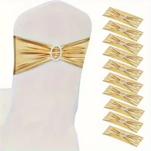 24pcs Elegant Satin Stretch Spandex Chair Sashes with Buckle Shiny Plastic for Wedding Banquet Birthday Anniversary Chair Decoration Fit Application Ribbon for Reception Party Events