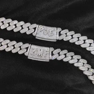 18MM Rectangle Round  Cuban Link Chain Custom Name Necklace Hip Hop Jewelry