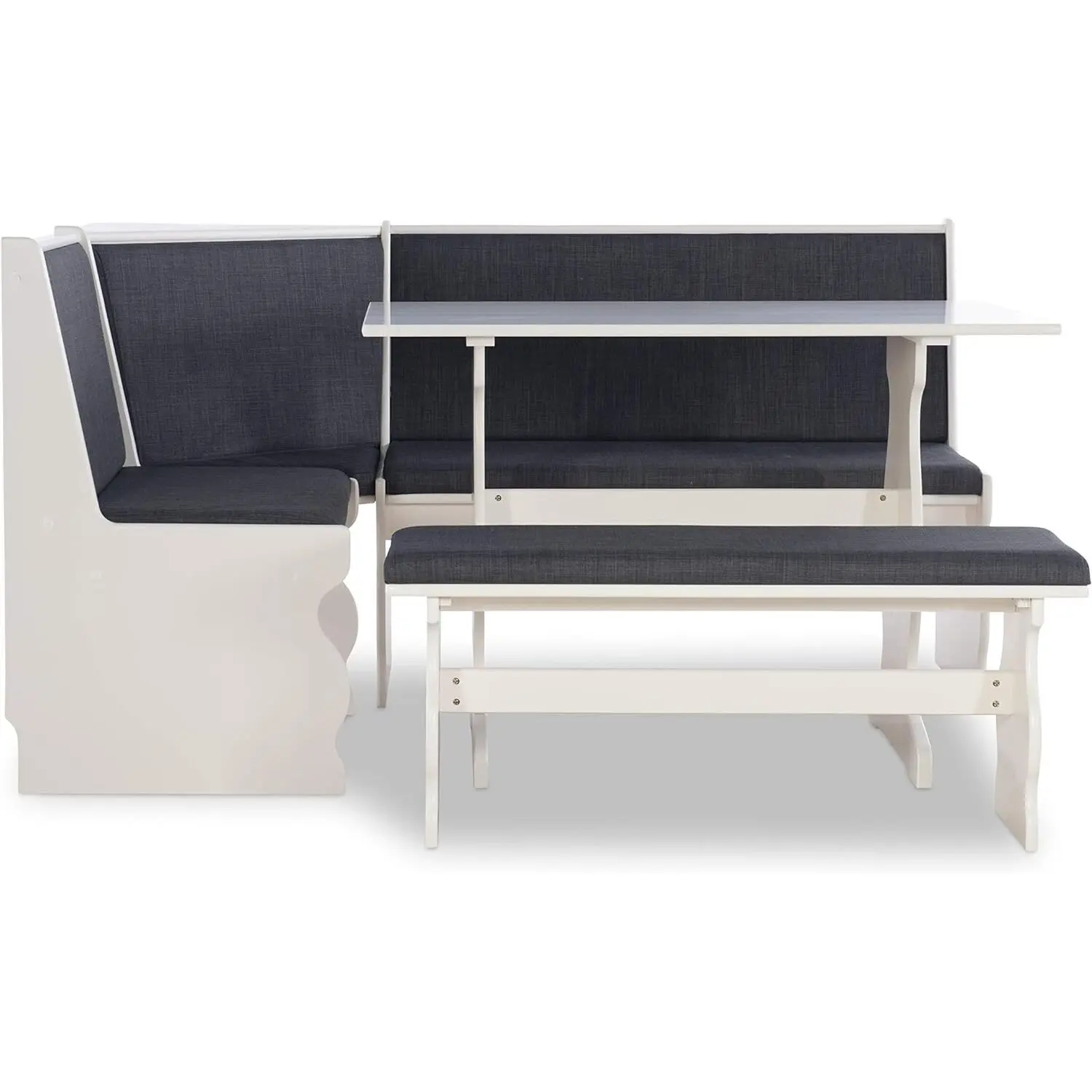 HomeStock Breakfast Nook, Old World Opulence Charcoal Breakfast Nook 665x5047x3551 IN  Cozy Corner Booth Dining Table Set with Bench Table Charcoal Fabric Upholstered Seats furniture for apartments