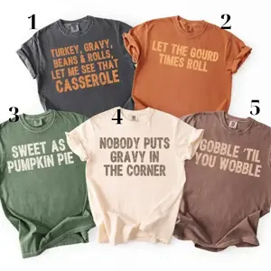 Custom Funny Thanksgiving Comfort Colors, Gobble Til You Wobble, Distressed Turkey Day Shirt, Group Family Fall Matching Shirts, Soft Cotton Tee Shirt For Men Women