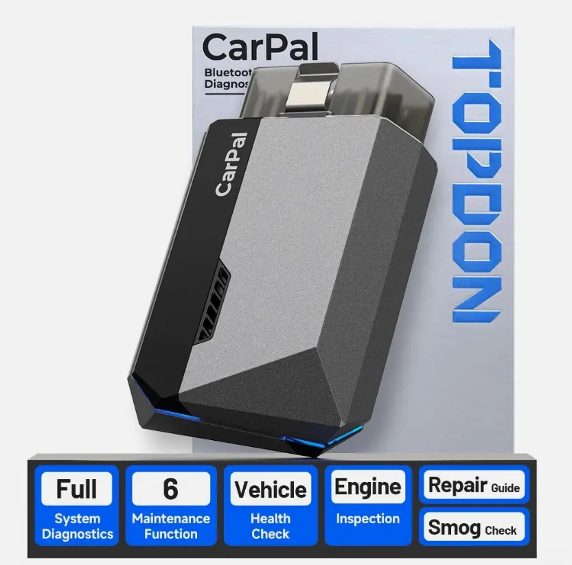 [SummerFinds]TOPDON Carpal OBD2 Scanner Bluetooth - Scanner for Car, All System Diagnostic Tool for iOS & Android, Vehicle Health Check, 6 Maintenance Services, Smog Check, Repair Guide, Performance Test Led fathersdaygift, Bluetooth Connection, Full