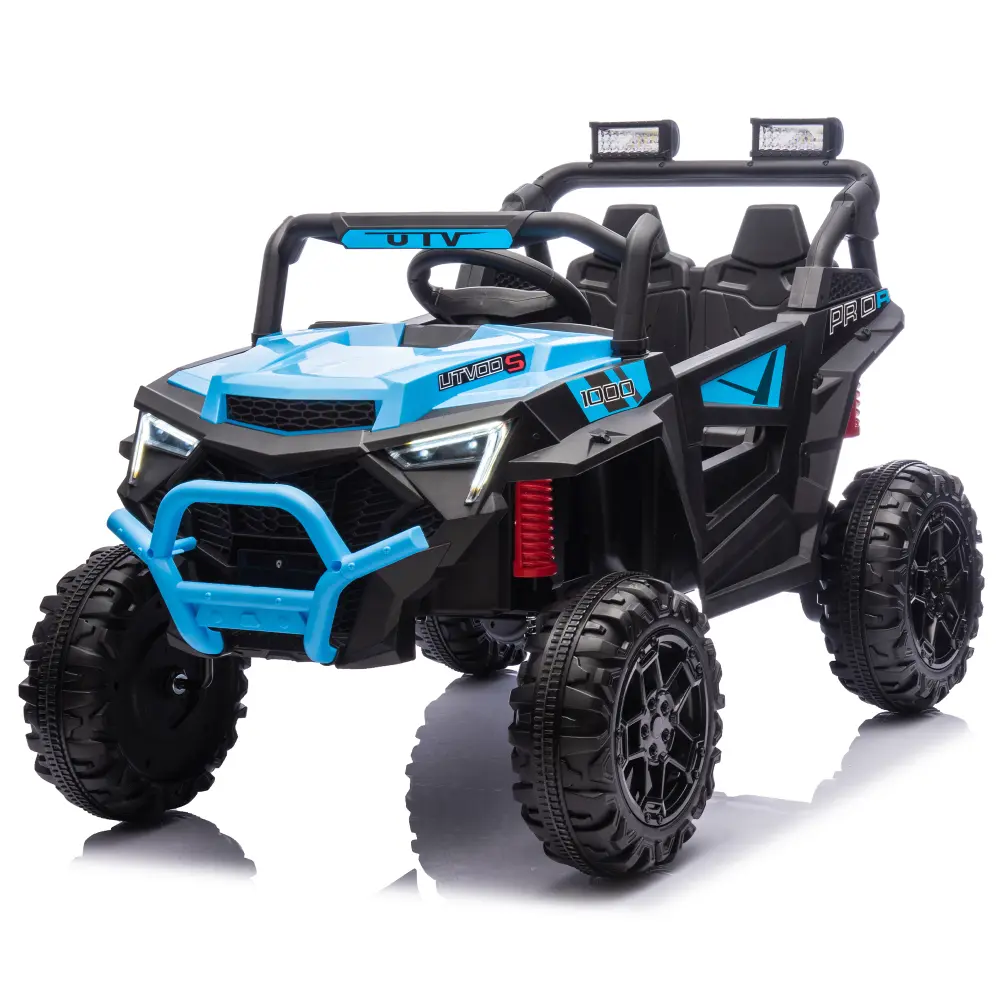 24V 400W Kids Ride On Electric UTV Ride On Car - Parent Remote Control, 4-Wheel Suspension, LED Lights, Portable Handle, Advanced Center Panel with USB, MP3, Bluetooth, Power Display