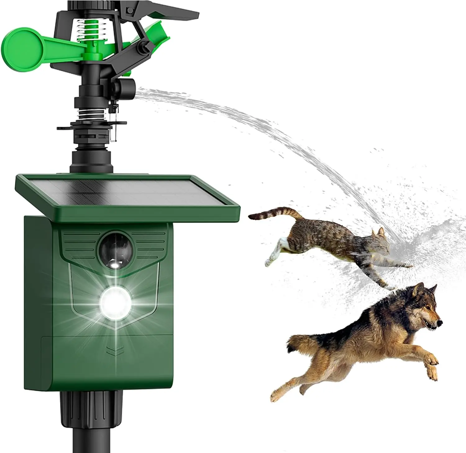 Solar Motion Activated Sprinklers for Animal Deterrent 2 Pack Cat Repellent Animal Sprinkler Repeller with Motion Sensor Flashing Lights Deer Rabbit Bird Squirrel for Yard Lawn Farm Backyard