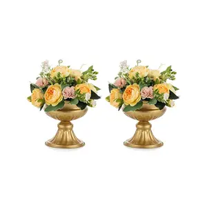 2/10 Wedding Centerpiece Gold Vase, 6.5 Tall Metal Pot Elegant Wedding Table Centerpiece - Wedding Party Decoration Small Vase Dining Table Decoration