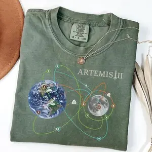 Comfort Colors Artemis II Moon Mission T-Shirt, NASA Space Program Fan Tee, Astronomy Gift, Rocket Launch Shirt, Space Exploration Top