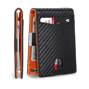 2026 Men's Blocking Bifold Wallet - Holiday Edition Carbon Fiber Pattern, Ultra-Thin Minimalist Design with Money Clip & Multiple Card Slots, Slim Pocket Wallet for Daily & Travel Use SpringStatements