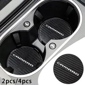 For Camaro 2 Pcs or 4pcs Carbon Fiber Texture Anti-Slip Cup Holder, Protects From Scratches, Decorative Vehicle Accessory, Car Accessories, Mats