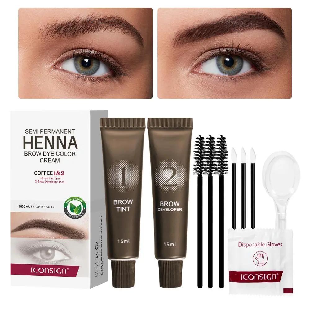 Waterproof Eyebrow Dye Kit, Eyebrow Tinting Cream, Eyebrow Tinted Cream, 1 Set Long-lasting Brow Tint & Brow Developer & Tools, Professional Eyebrow Makeup Kit, Cosmetic, Brow Stain, Eyebrow Makeup Products