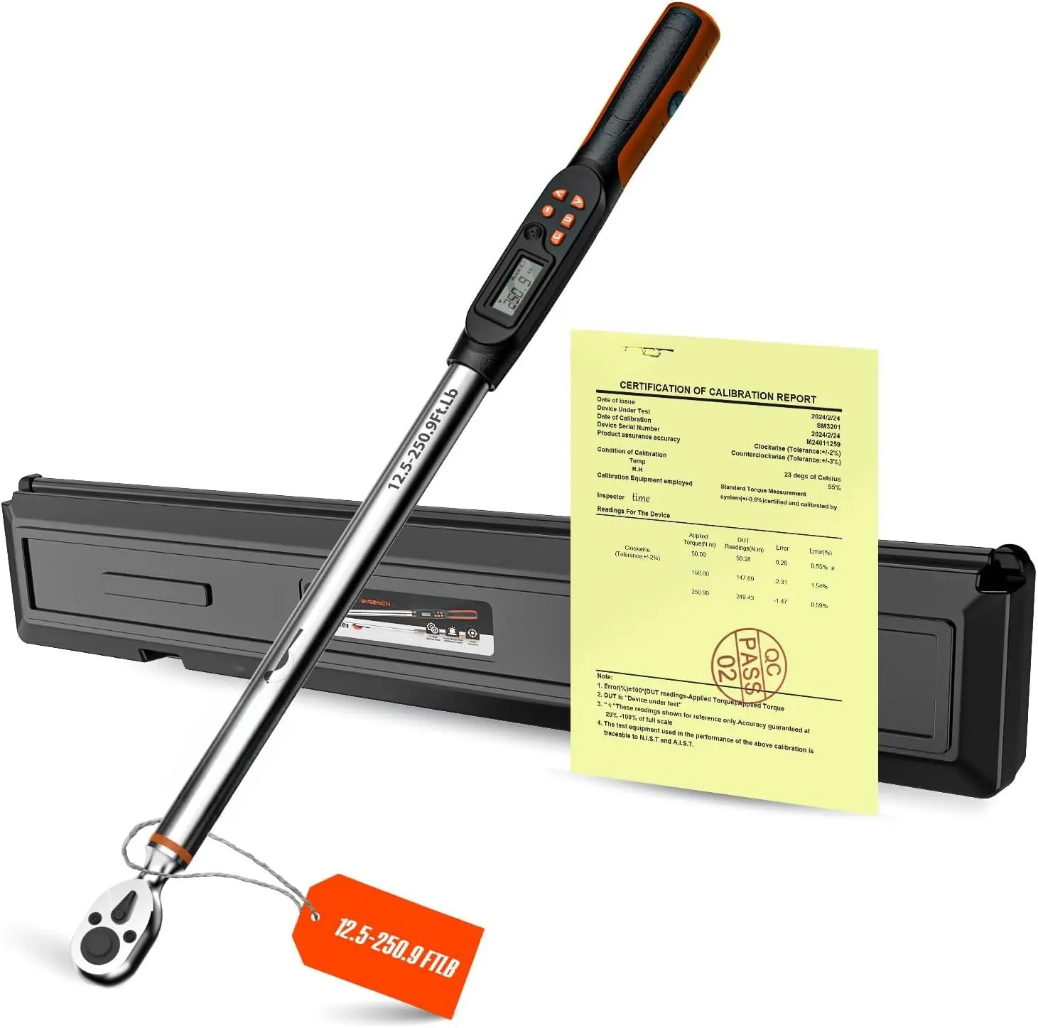 Digital Torque Wrench (12.5-250.9 Ft. Lb/ 17-340.2 N.m) 2% High Accuracy Digital Torque Wrench 1/2 Drive Dual-Direction Adjustable Torque Wrenches Digital with Buzzer and LED Flash