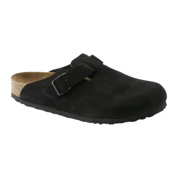 Birkenstock Women's Boston Soft Footbed Suede Leather Black Clog