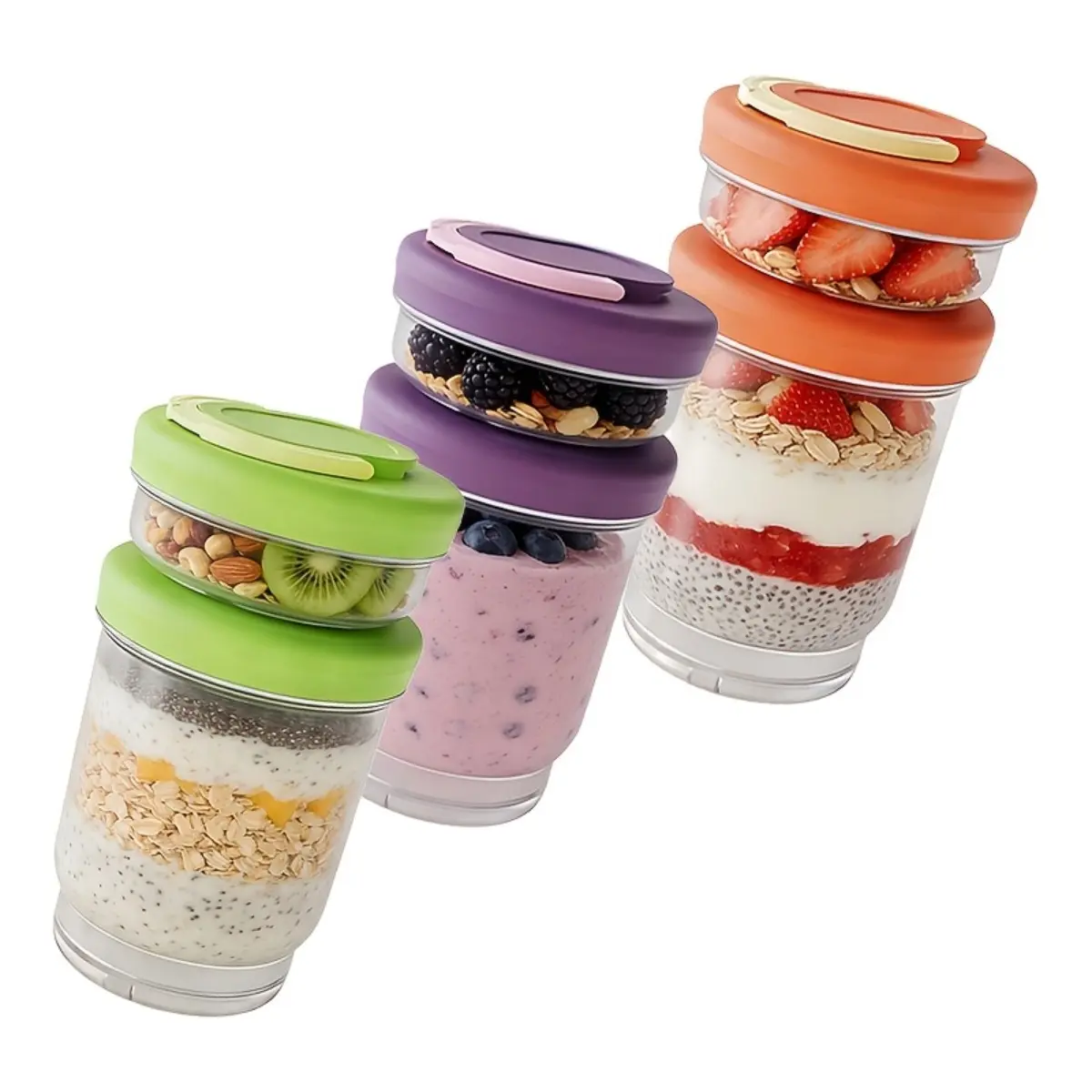 2-Piece Bulk Value Pack Dual Layer Cereal Yogurt Cup, Cost-Effective 25.7oz Breakfast Salad Container with Twist Lock, Space-Saving Portable Travel Oatmeal Tumbler Combo for Picnic Office & Catering