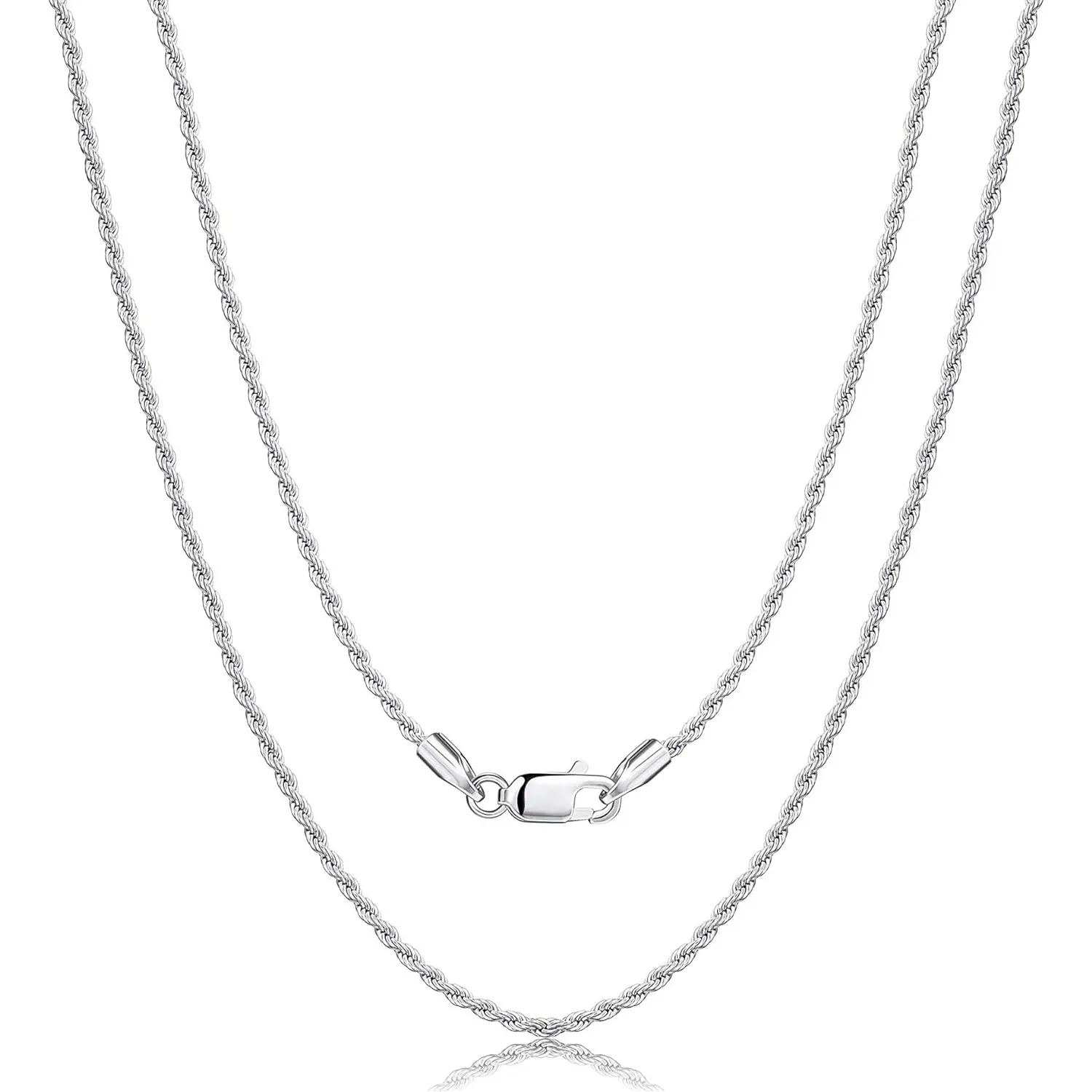 Milacolato 1.35mm Twisted Rope Chain, High End Necklace for Unisex Wear, Durable and Hypoallergenic Jewelry with Secure Lobster Clasp, 16-24 Inch