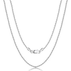 MILACOLATO 925 Sterling Silver 1.35MM Rope Chain Necklace for Women Men Durable Italian  Necklace Chain Jewelry - Lobster Claw Clasp 16/18/20/22/24 Inches