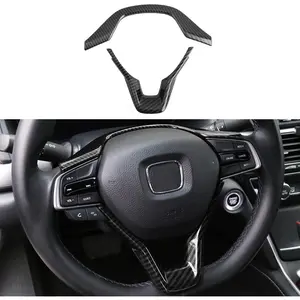 for Honda Accord 10th Gen 2018 2019 2020 2021 2022 ABS Carbon Fiber Steering Wheel Cover Trim, fit Sedan LX Sport EX-L Touring Hybrid, 2pcs