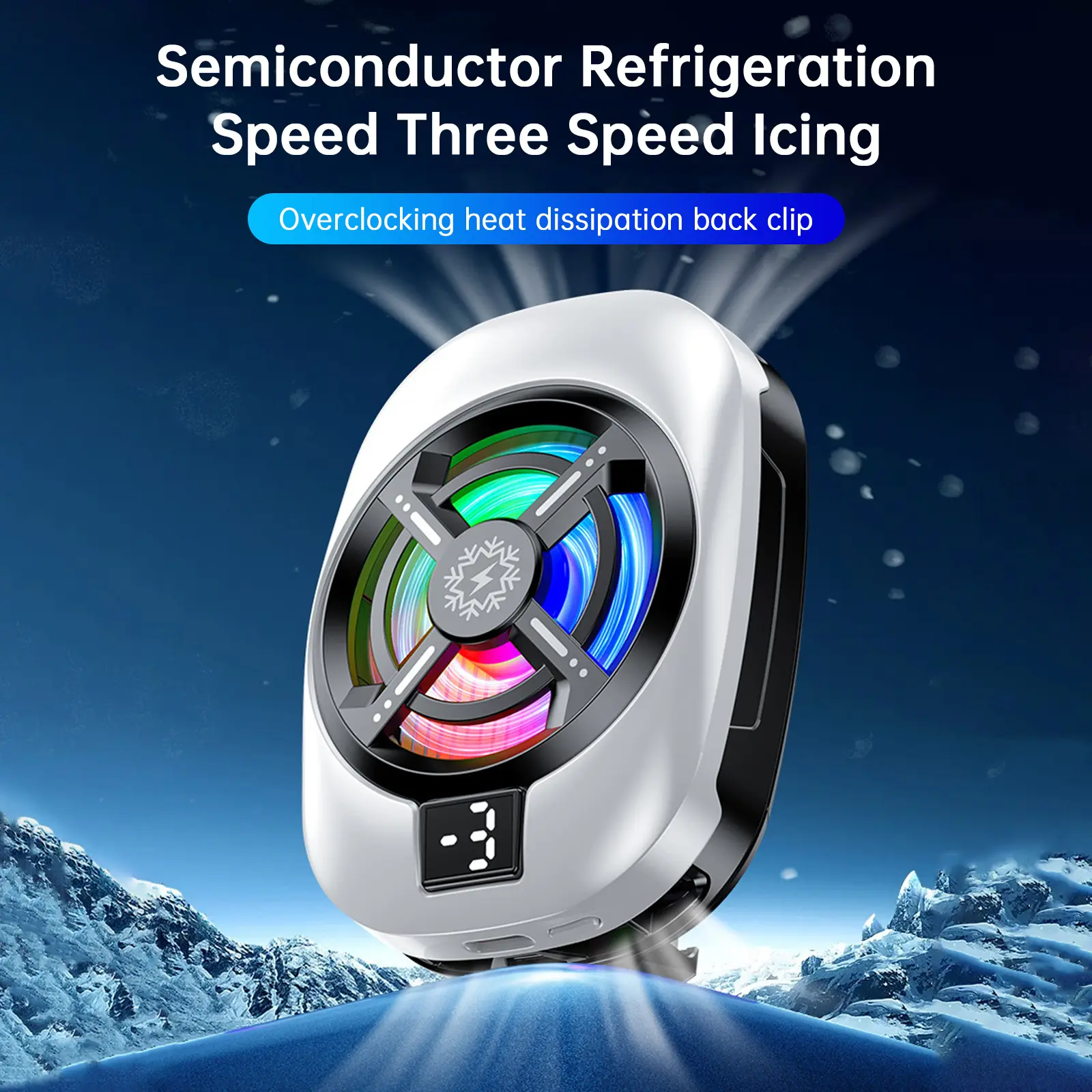 Mobile Phone Cooler with RGB Light & Digital Display, Heat Sink Fan Cooler Freezing Cooling Radiator
