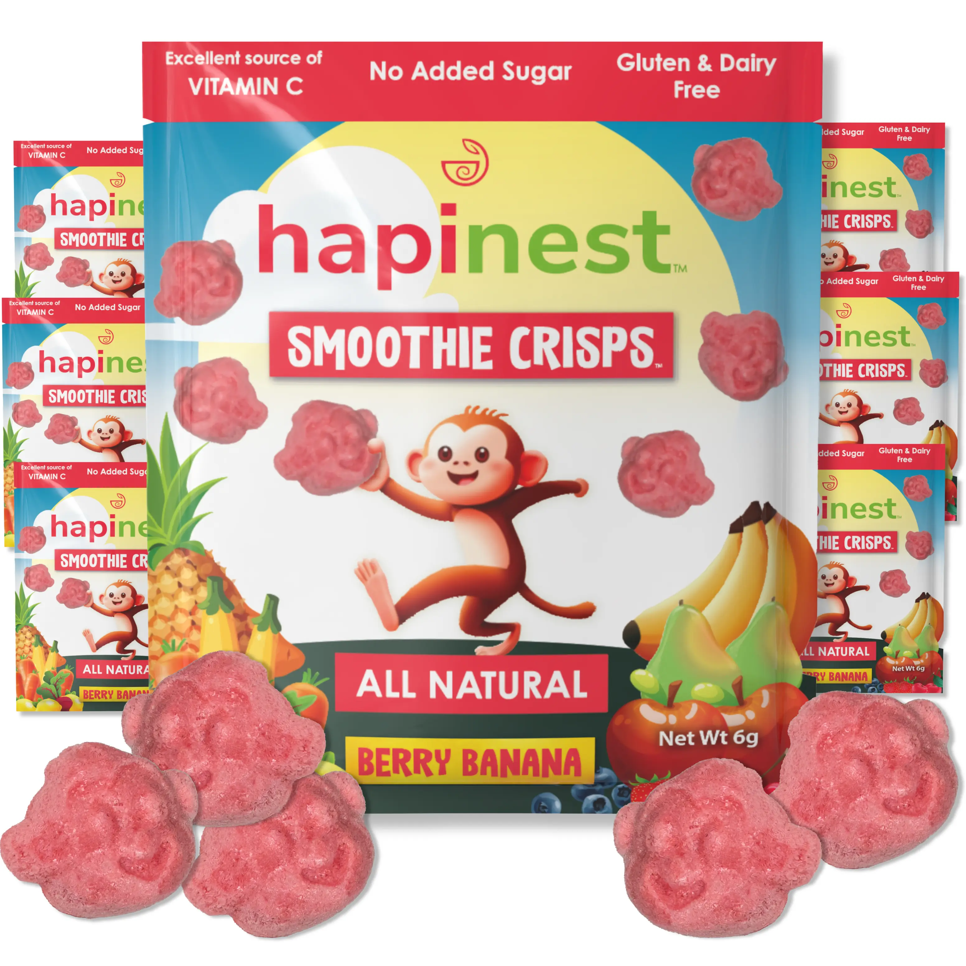 Hapinest Berry Banana Smoothie Crisps: Freeze Dried Fruit & Veggie Snack for Kids and Toddlers