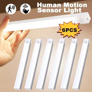 6 Piece Rechargeable Wireless LED Light Strips, Motion Sensor, Automatic Lighting, USB Charging, Embeddable Cabinet Lighting, Kitchen Bedroom Closet Sink