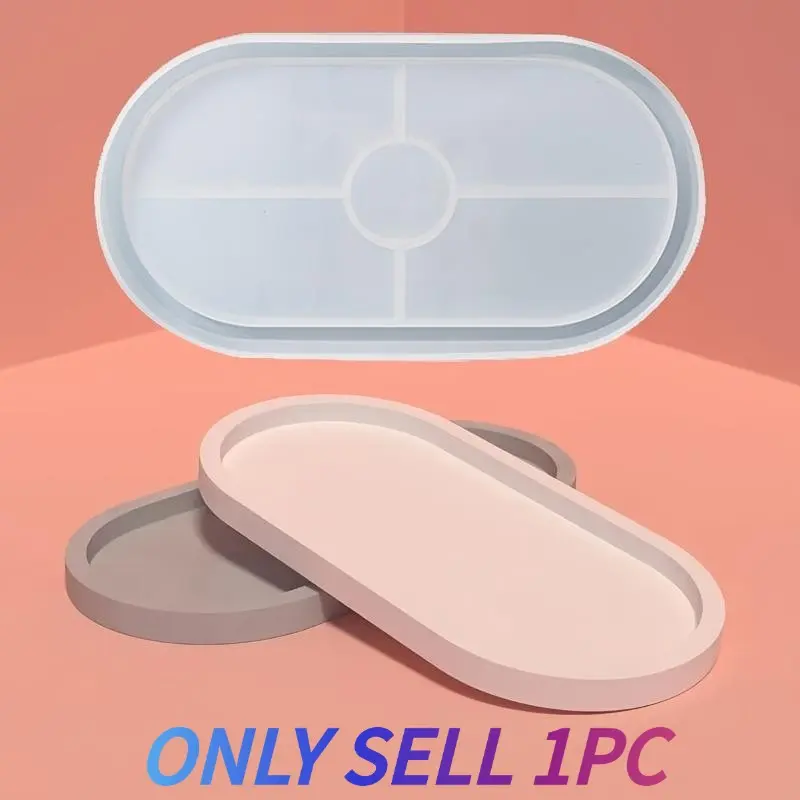1pc Cement Silicone Molds Oval Tray | DIY Concrete Plaster Coaster Pottery Mould Home Decoration Handmade Crafts Ornement