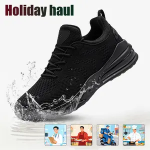 Non-Slip Work Shoes SRC Oil Resistant Breathable Mesh Comfort Chef Footwear Men's & Women's Versions Black Nurse Shoes Lightweight Girl Closed with Laces Anti Slip Waterproof