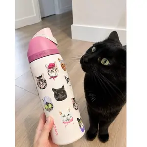 Owala UO Exclusive Cat Collage FreeSip 32 oz Water Bottle 2026 Limited Edition Stainless Steel Insulated Bottle with Straw, Leak-Proof Lid, New in Box