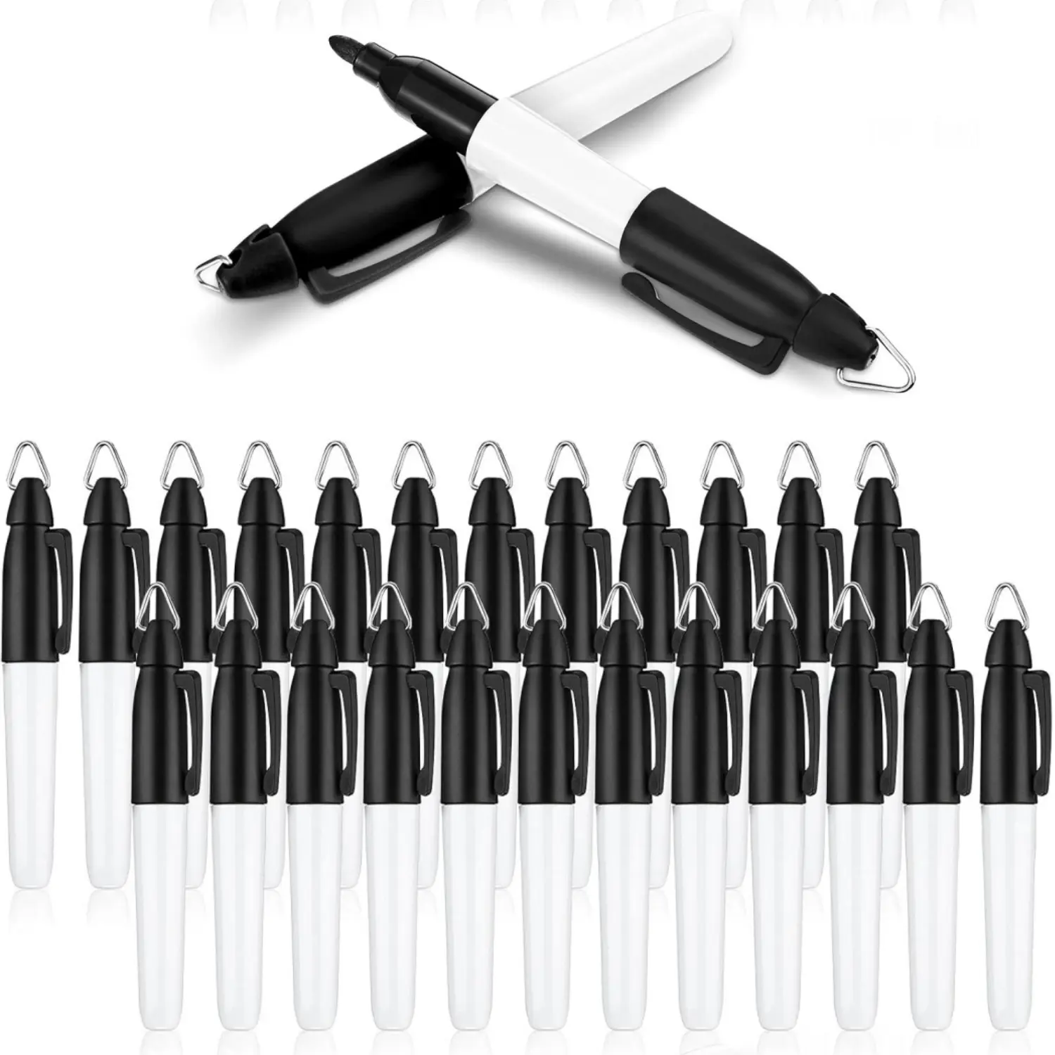 24 Pcs Fine Point Mini Markers with Golf Keychain Clips & Key Rings - Badge Markers for Nurse, Teacher, Doctor, Doodling, Graduation, Father's Day - Home Improvement Building Supplies Wallpaper & Wall Trim