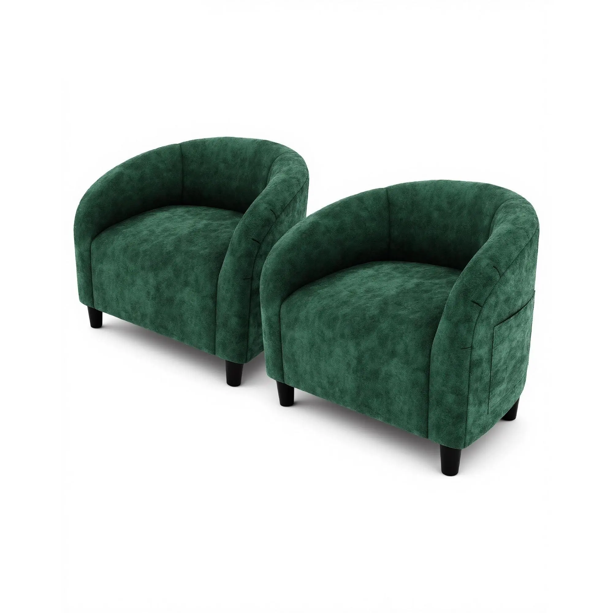Garvee 2-Piece Retro Green Boucle Fabric Accent Barrel Chairs - Soft Padded Seats, Sturdy Legs - Ideal for Living Room, Reading Nook, Room Decor, Accent Chair