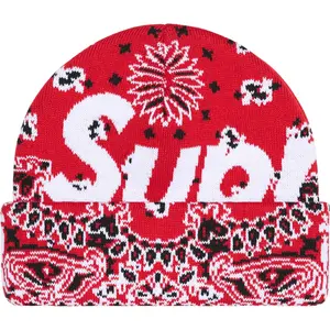 Supreme Bandana Big Logo Beanie Red