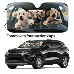 Fun Car Windshield Sunshade, 2 Sizes Available, Holiday Gift Preferred, Easy Install with 4 Suction Cups, Foldable for Storage